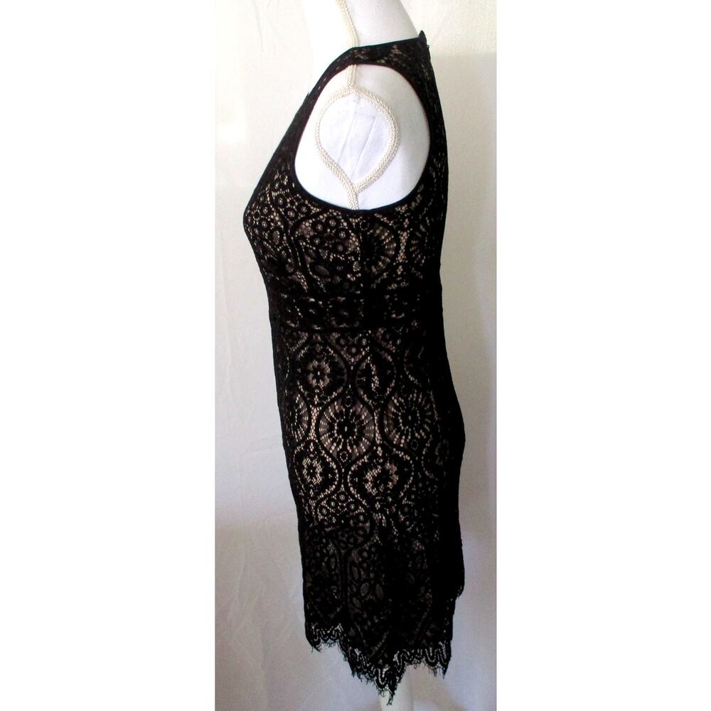 Loft Women's Petite Black Lace Sleeveless Lined Zip Back Dress Size 4P - Picture 4 of 9